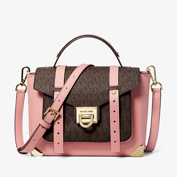 Michael Kors Manhattan Medium Leather and Logo Satchel - Picture 1 of 4